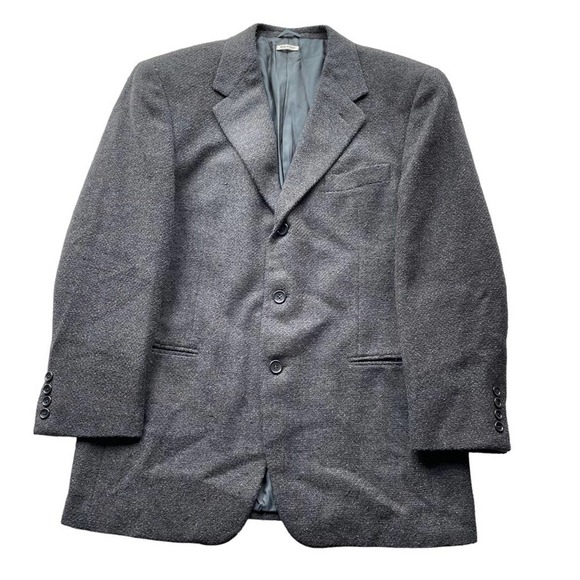 VESTIMENTA SPA ARMANI Suit Jacket Blazer Tweed Black Blue Size 40R Italy - Picture 10 of 12